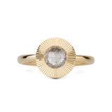 Icy Rose Cut Diamond Aurora Ring front angle on a white background