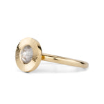 Icy Rose Cut Diamond Aurora Ring side angle on a white background