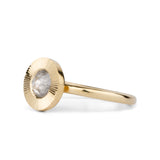 Icy Rose Cut Diamond Aurora Ring side angle on a white background