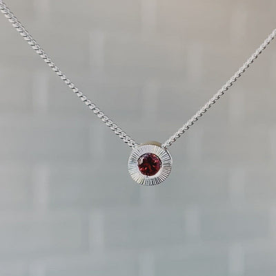 Small Aurora Birthstone Necklace - January - Garnet