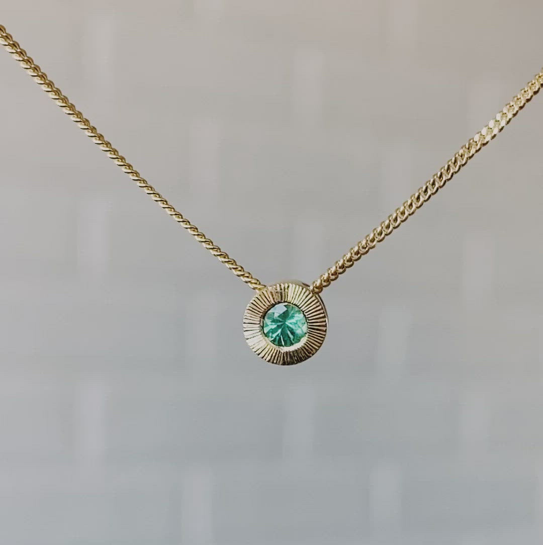 Small Aurora Birthstone Necklace - May - Emerald