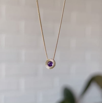 Small Aurora Birthstone Necklace - February - Amethyst