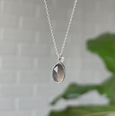 Grey Moonstone Silver Rise Cluster Necklace #1